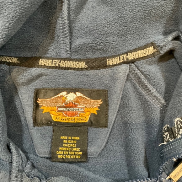 Harley-Davidson Women’s Fleece Hoodie Size L | Blue Quarter  Side Zip Pullover - Picture 4 of 7